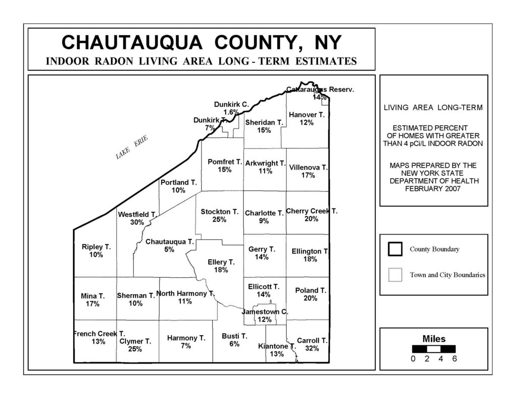 Chautauqua County NY Radon Levels Map