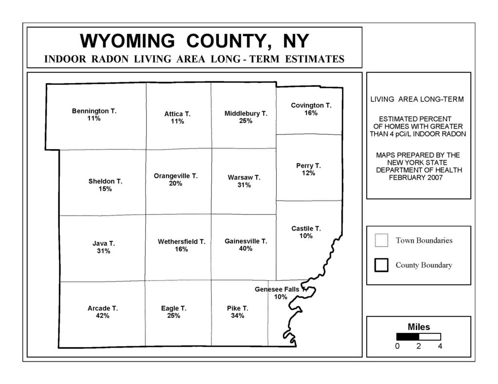 Wyoming County NY Radon Levels Map